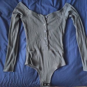 Fashion Nova Charcoal Grey Bodysuit